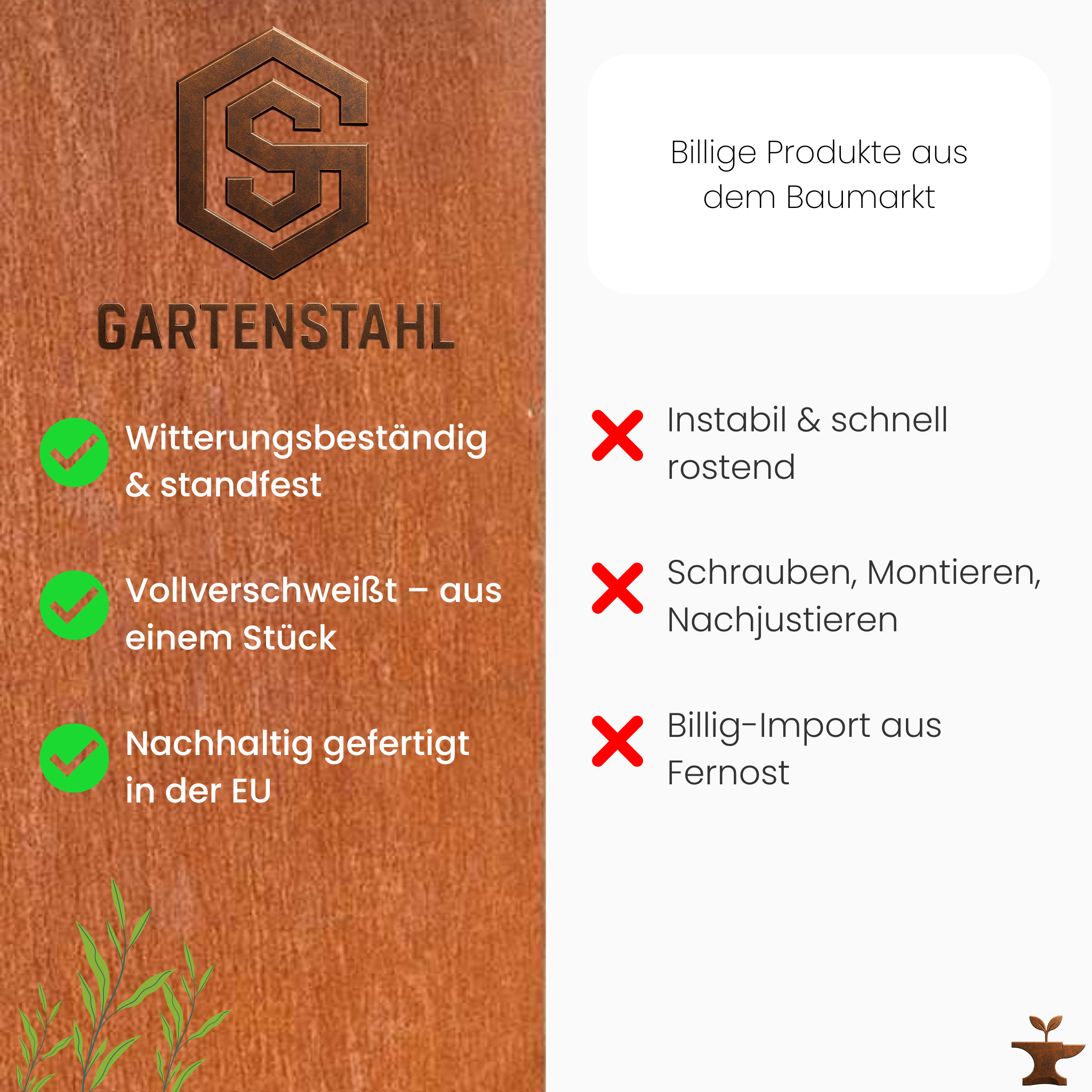 Pflanzkübel Cortenstahl - Quadratisch
